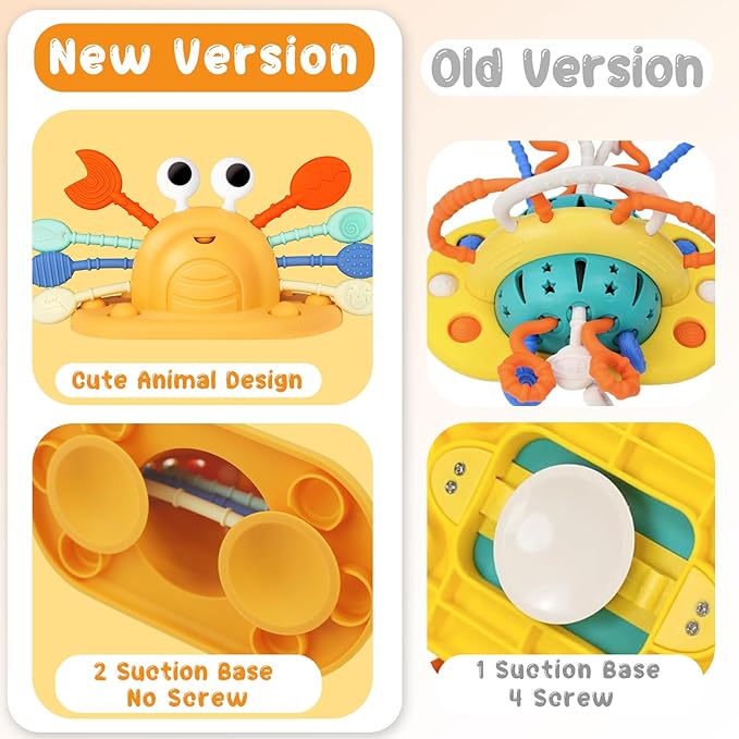 VoMii Baby Toys Silicone with Suction Cup for High Chair Toddler Sensory Toys for 12 Month, Montessori Sensory Activity Toys for 1-3 Year, Pull String Toy for Infant Toddlers Gift