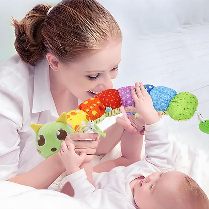 Infant Rattle Socks Toys 0 to 12 Months, Baby Wrist Rattle Foot Finder Socks Set, Birthday Holiday Present for Newborn Boy Girl 0/3/4/6/7/8/9/12/18 Months Kids Toddler (Green Caterpillar)