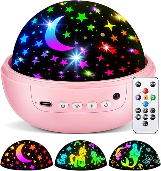Unicorn Toys for Girls Age 4-6, [93 Modes+Remote] Toys for 3 Year Old Girl, 3 Timer+3 Brightness Unicorn Gifts for Girls 4-6, 360° Rotate Night Light Projector, 6 Year Old Birthday Gifts
