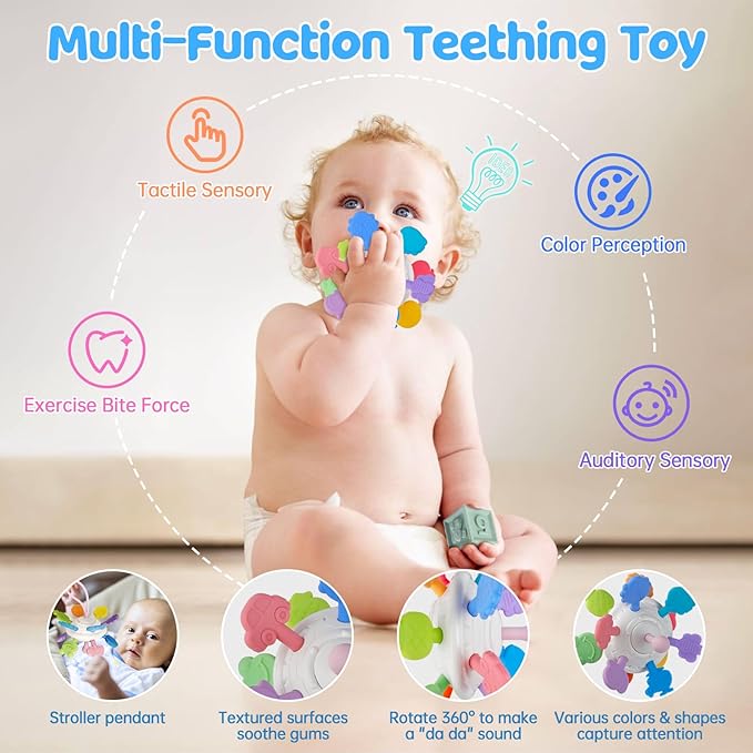 6 in 1 Montessori Baby Toys for 1 Year Old, Toddlers Sensory Teething Toys for Babies, Wooden Stacking Building Blocks Shape Sorter, Xylophone Musical Toy, Educational Birthday Gift for Kids 1 2 3