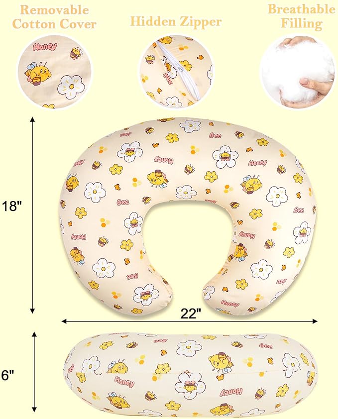 LLCJYYCY Nursing Pillow & Breastfeeding Pillow – Ergonomic C-Shape for Breastfeeding & Bottle Feeding, Breathable with Washable Cover, Tummy Time & Sitting Support (0-12Months)