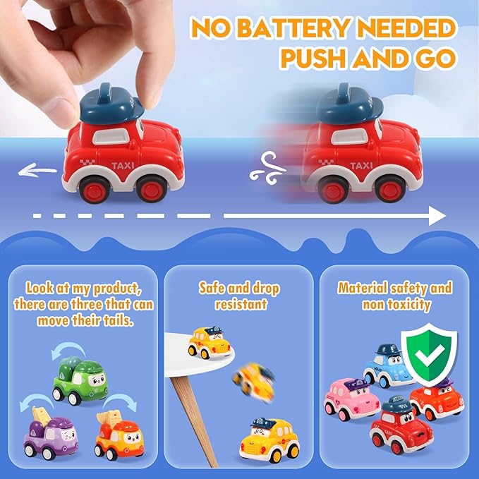 12 Pcs Pull Back Cars Set Toys for 1 2 3 Year Toddlers, Baby Car Toys for 12-18 Months, Construction Vehicle Racing Car Set, Baby Toys for 1 2 Year Old Boy, 1st Birthday Gift for 1 2 3 Year Old Boys