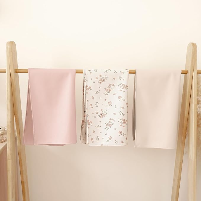 Konssy Faux Leather Baby Changing Mat, Waterproof, Wipeable & Portable Diaper Changing Pad for Travel or Home, Fits Perfectly in Diaper Bag, 30 x 17 inches (Blossom,Pink)