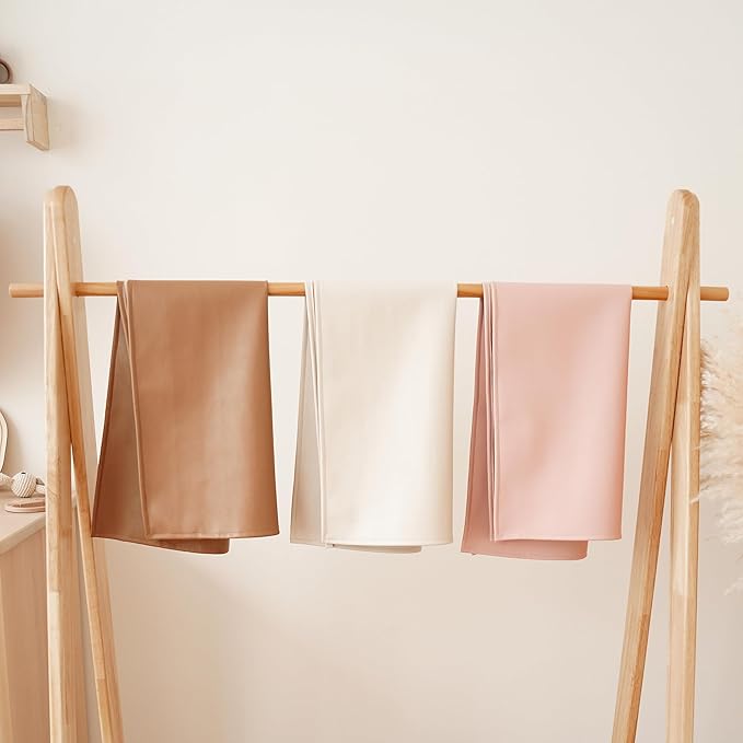 Konssy Faux Leather Baby Changing Mat, Waterproof, Wipeable & Portable Diaper Changing Pad for Travel or Home, Fits Perfectly in Diaper Bag, 30 x 17 inches (Brown,Beige)