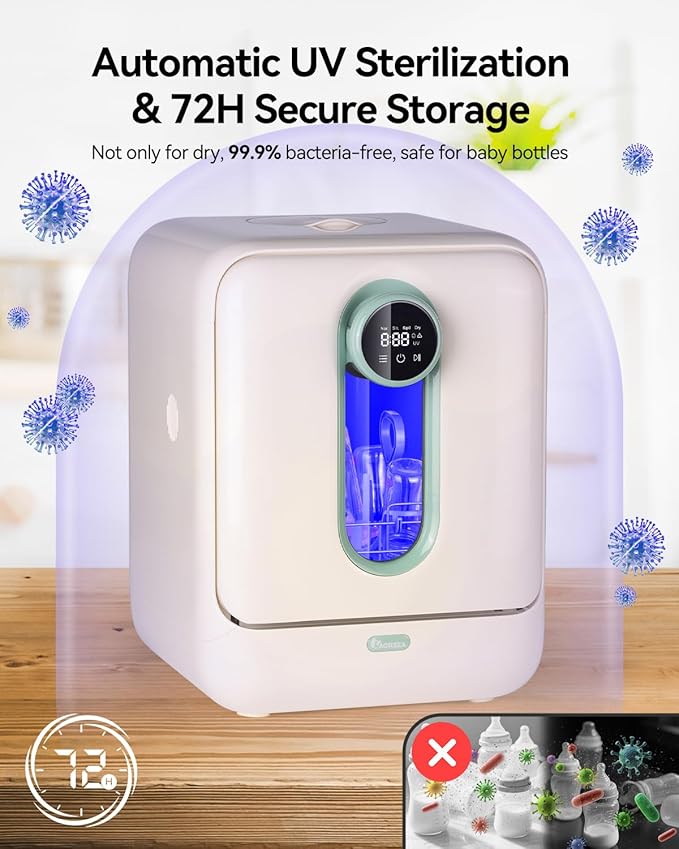 IAGREEA Baby Bottle Washer, Sterilizer and Dryer, All-in-One Pro Cleaning Machine for Bottles, Pump Parts & Baby Essentials, Effortless Care, Replaces Hand Washing, BPA-Free, 72-hour Storage
