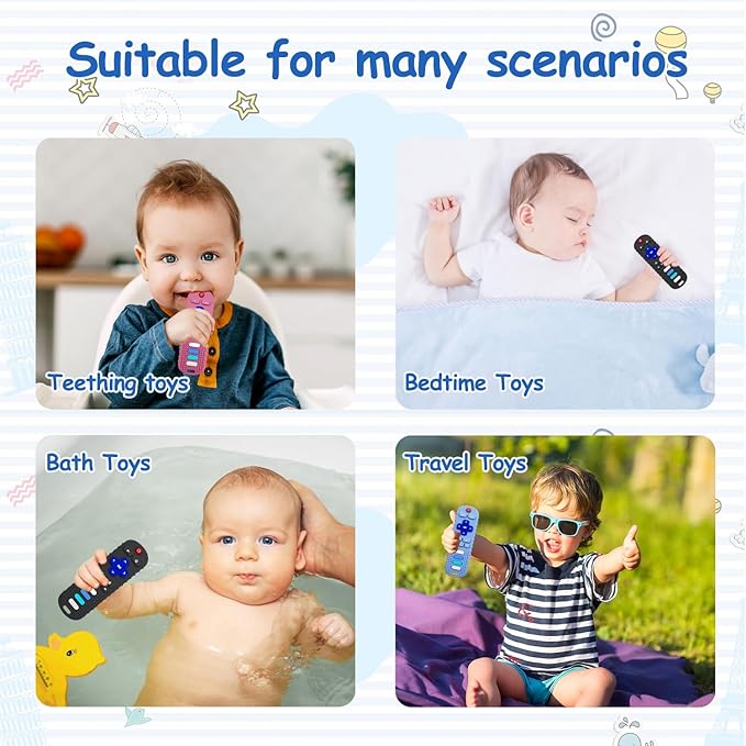 2Pcs Silicone Teething Toys, TV Remote Control Shape Teethers for Babies Teething Toys, Silicone TV Remote Teether BPA Free/Dishwasher/Refrigerator Safe