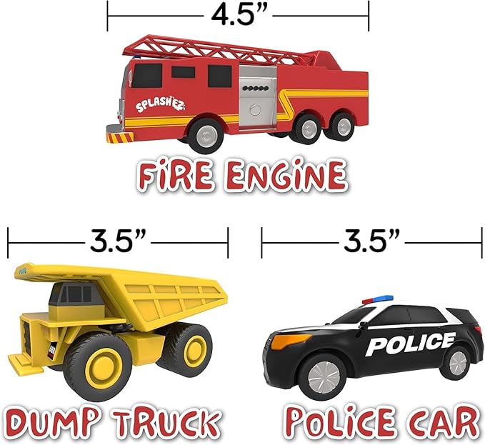 SplashEZ Mold Free Baby Bath Toys, No Hole Bath Toys for Toddlers, Bathtub 6-Pack Cars Set for Kids, No Mold Floating Water 6 Vehicles Set for Pool, BPA-Free Safe Fun, Infant Ages 1 3 6 12 18 Mo