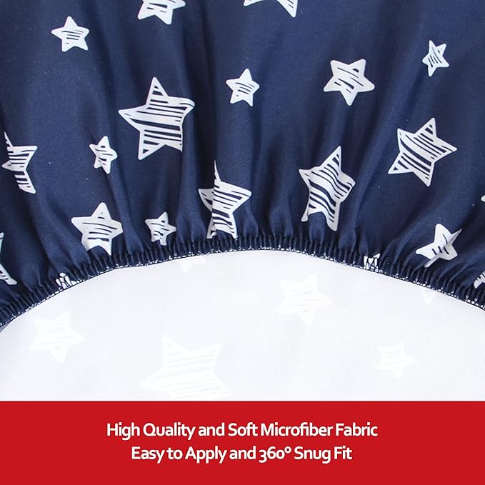 Pack and Play Sheets Boy, Mini Crib Sheets Boy, Stretchy Pack n Play Playard Fitted Sheet, Compatible with Graco Pack n Play, Soft and Breathable Material, Grey & Navy