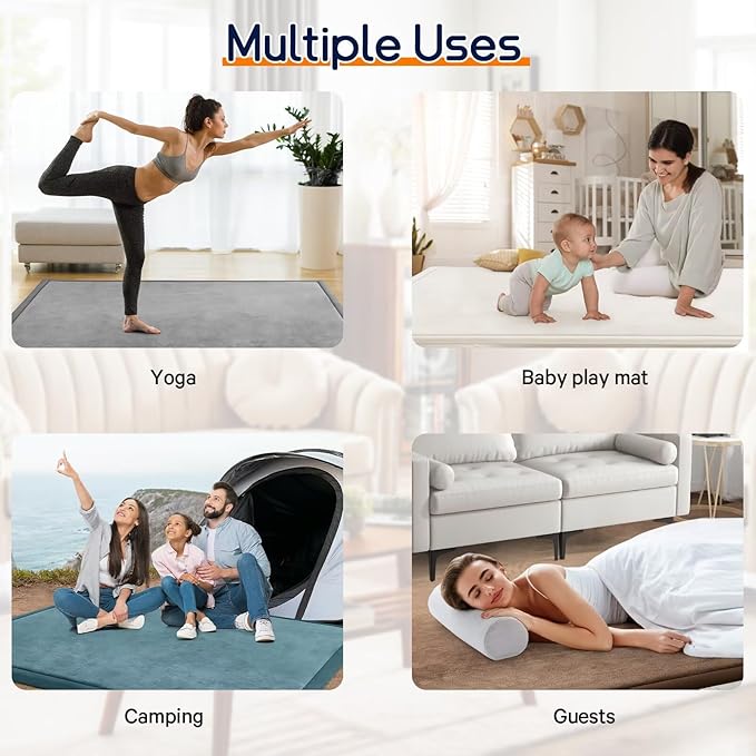 ILPEOD Baby Play Mat for Floor Tummy Time Mat Nursery Rug Muscle Mat Area Playroom Rug Tatami 4'11x3'28" Memory Foam 1.3" Thick Crawling Mat for Babies,Toddlers, Infants, (Cream)