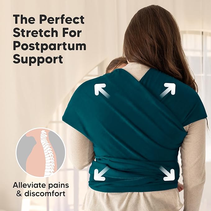 KeaBabies Baby Wrap Carrier - All in 1 Original Baby Carrier Newborn to Toddler Sling, Easy to Wear, Hands Free Bonding, Lightweight, Breathable Infant Wraps (Peacock Green)