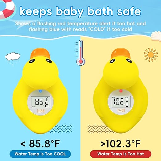 B&H Duck Baby Bath Thermometer, Digtal Newborn Tub Thermometer for Accurately Measuring Baby's Water Temperature, BPA Free, Toddlers Safety Floating Toy