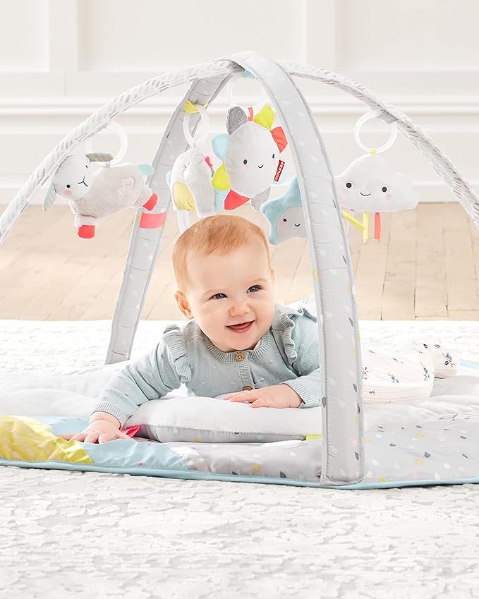 Skip Hop Tummy Time Mat, 3-in-1 Activity Baby Play Gym, Age 0-2y, Silver Lining Cloud, Grey