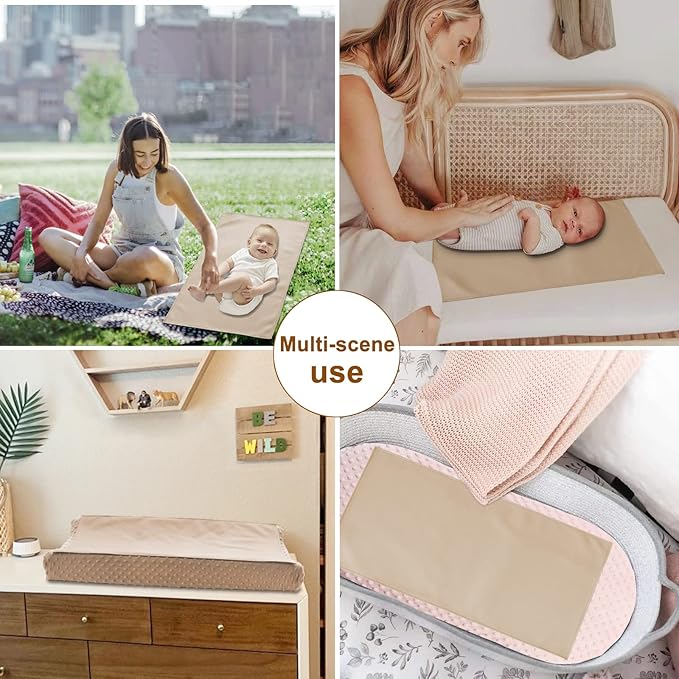Owlowla Baby Diaper Changing Pad Portable Changing Mat Travel Changing Pad Liner for Baby and Small Toddler(Beige&Brown)