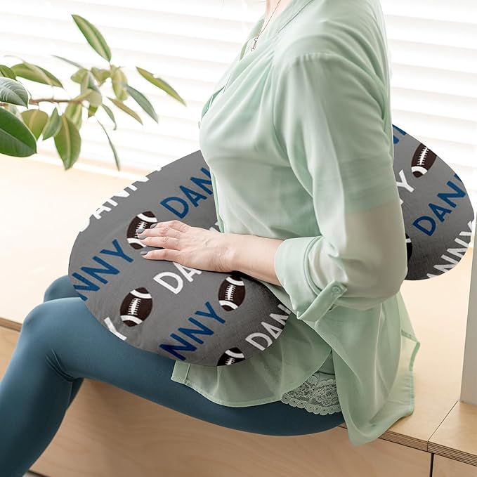 Rucekia Baby Nursing Pillow Cover - Personalized Name Footballs Theme Breastfeeding U-Shaped for Bottle Feeding, Soft Comfortable Breastfeeding Pillow Cover for Infant Baby Boys and Girls