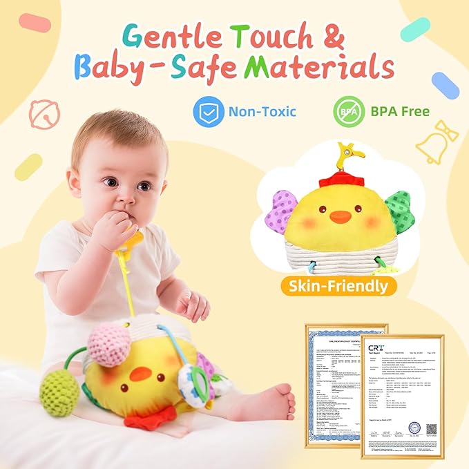 Stroller Toys for Babies 6-12 Months, Car Seat Toys for Babies 0-6 Months Boys Girls, Rattle Mirror Crib Carseat Hanging Toy for 3-6 Month, Newborn Gifts for Baby