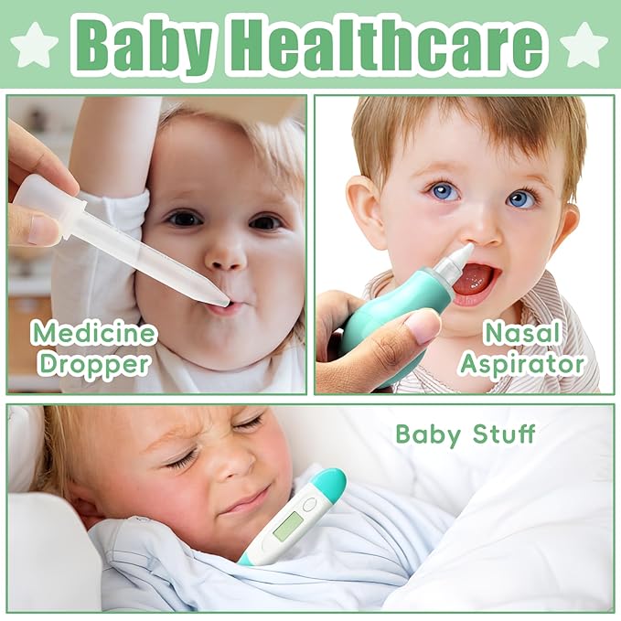 Qunlions life Baby Grooming Kit for Boys Girls Safety Newborn Nursery Essentials Grooming Set Green 18 in 1