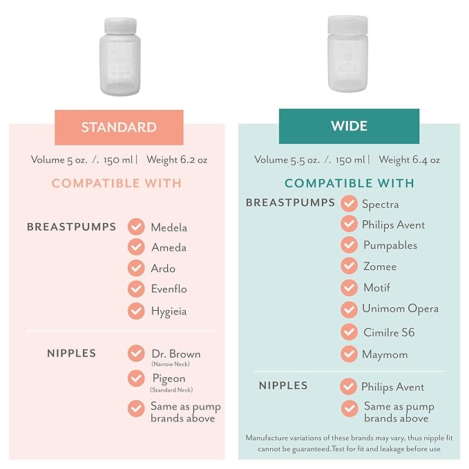 Mila's Keeper Premium Silicone Breast Milk Storage Bottles, for Pumping, Storing and Feeding, Fits Leading Pumps and Nipples, 6 oz Silicone Milk Storage Containers, Wide Neck Aspen White, Set of 2