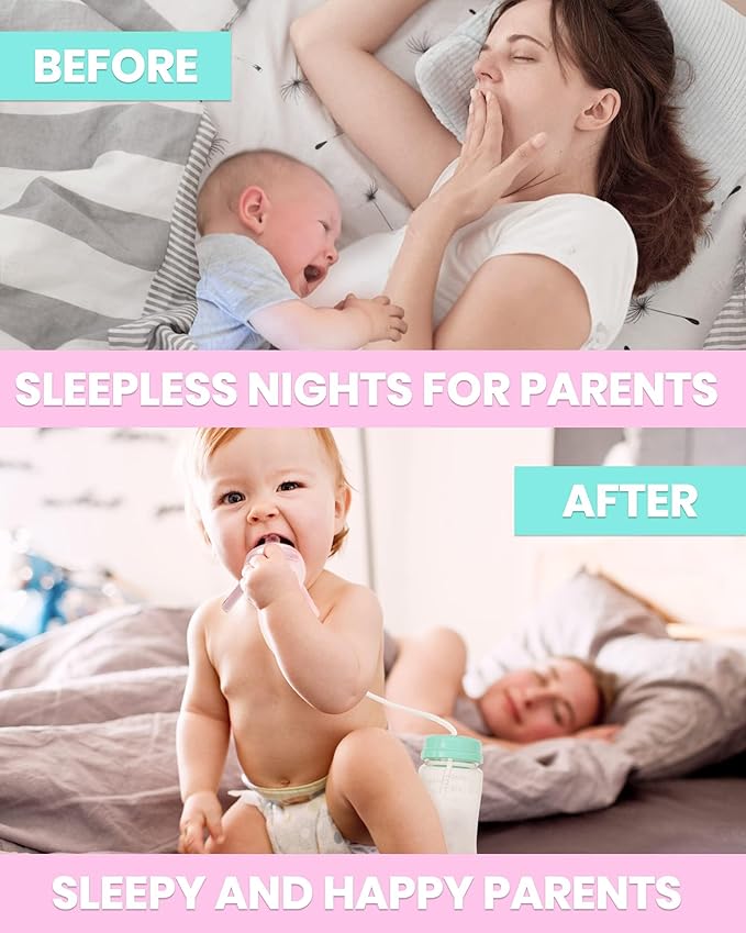 TidyFriend Anti-Colic Baby Bottle for Breastfeeding Babies 8oz, 2 Pack Baby Bottle with Straw for Convenient Feeding (Pink)