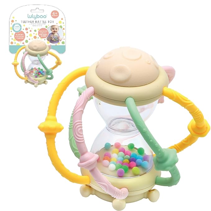 Lulyboo Baby Teether Rattle - BPA-Free, Soft Edges, Easy-Grip Infant Teething Toy for Sensory Development, Gum Massage & Oral Comfort (6-12 Months)