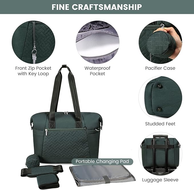 LOVEVOOK Diaper Bag Tote, Large Baby Diaper Bag Waterproof Travel Diaper Tote with Changing Pad