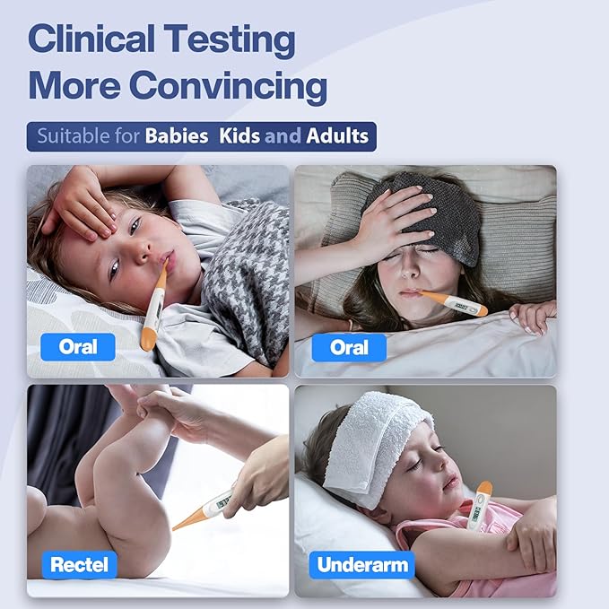 Boncare 10 Seconds Digital Thermometer for Adults and Kids - Accurate & Safe Rectal Thermometer for Baby with Fever Alarm, Oral Thermometer (Orange)