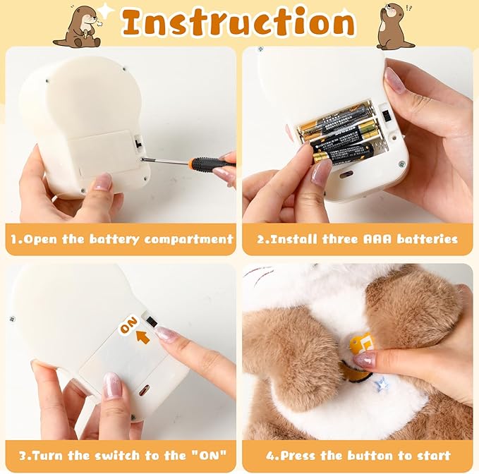 Baby Comfort Otter Breathing Stuffed Animal Buddy-Fur Real Pets Plush Sound Machine with Music, Warm Lights, Anxiety Relief for Kids & Adult | Peluche Que Respira