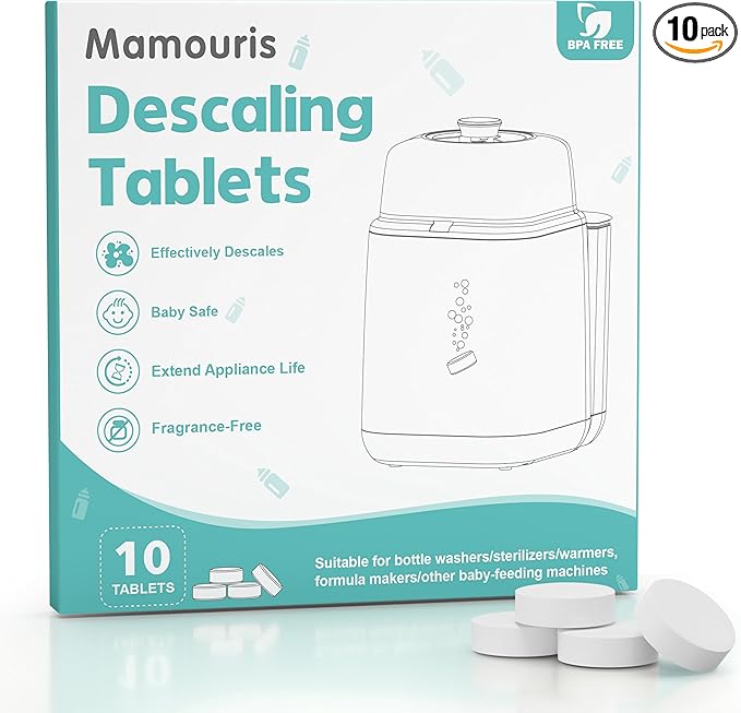 Descaling Tablets for Baby Bottle Washer, Compatible with Baby Brezza, Momcozy, Papablic Bottle Washer, Warmer, Sterilizer & Formula Maker, 10 Count Detergent Tablets