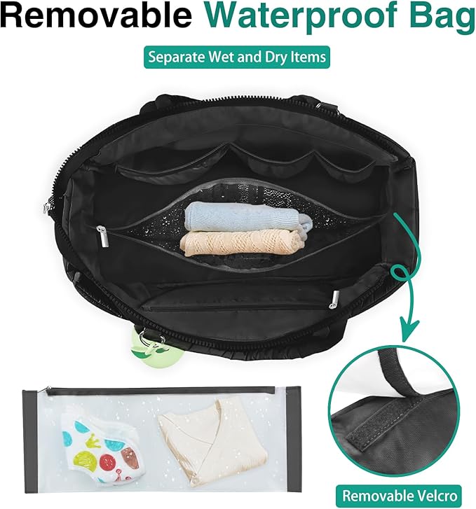 Diaper Bag Tote, Baby Diaper Tote Bags Crossbody Hospital Bag Travel Large Mommy Bag, with Silicone Pacifier Case