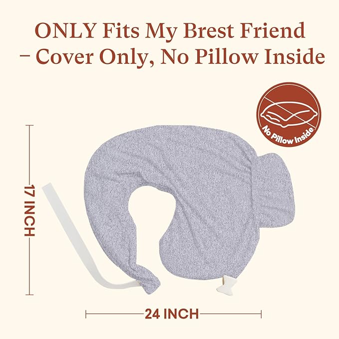 Nursing Pillow Cover 2-Pack, Fits Wrap-Around U-Shaped Nursing Support Pillows (22 x 16 x 5 in), Soft & Breathable, Easy On/Off – Covers Only