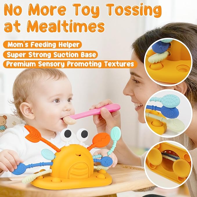 VoMii Baby Toys Silicone with Suction Cup for High Chair Toddler Sensory Toys for 12 Month, Montessori Sensory Activity Toys for 1-3 Year, Pull String Toy for Infant Toddlers Gift