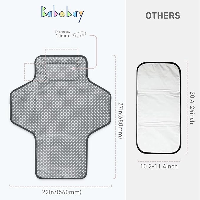 Babebay Waterproof Portable Diaper Changing Pad, Foldable Travel Changing Mat for Baby Girl Boy, Lightweight Travel Changing Station, Boho Geometric Pattern