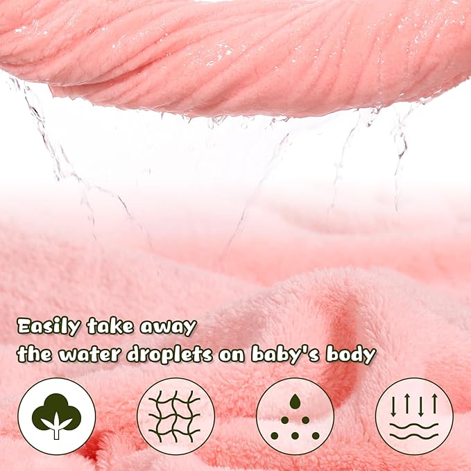 WODHOY 2-Pack Animal Hooded Bath Towels for Babies & Kids 0-6 Years, 50x32 Inch Ultra Soft Coral Fleece Baby Towel Set, Super Absorbent, Bath Time Essentials with Cute Animal Ears, Gift Ready