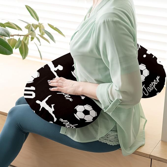 Rucekia Baby Nursing Pillow Cover - Personalized Name Soccer Theme Breastfeeding U-Shaped for Bottle Feeding, Ultra Soft Comfortable Breastfeeding Pillow Cover for Infants Baby Boys and Girls