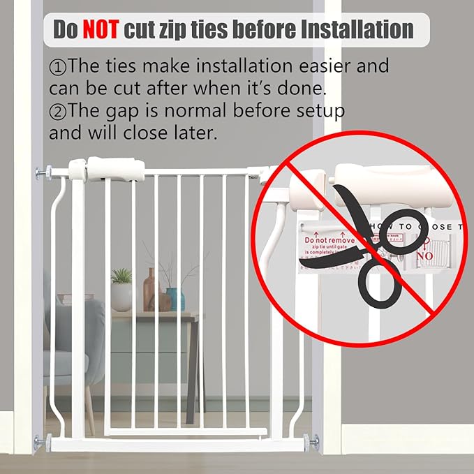 24-29 Inch Narrow Baby Gate, Pressure Mounted No Drilling Dog Gate for Stairs & Doorways, White Metal Safety Gate Indoor for Kids and Pets