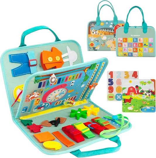 Busy Board Montessori Toys for Boy Girl Birthday Gifts, Busy Book Learning Sensory Easter Toys for Toddlers, Toddler Travel Autism Educational Activities Fine Motor Skills