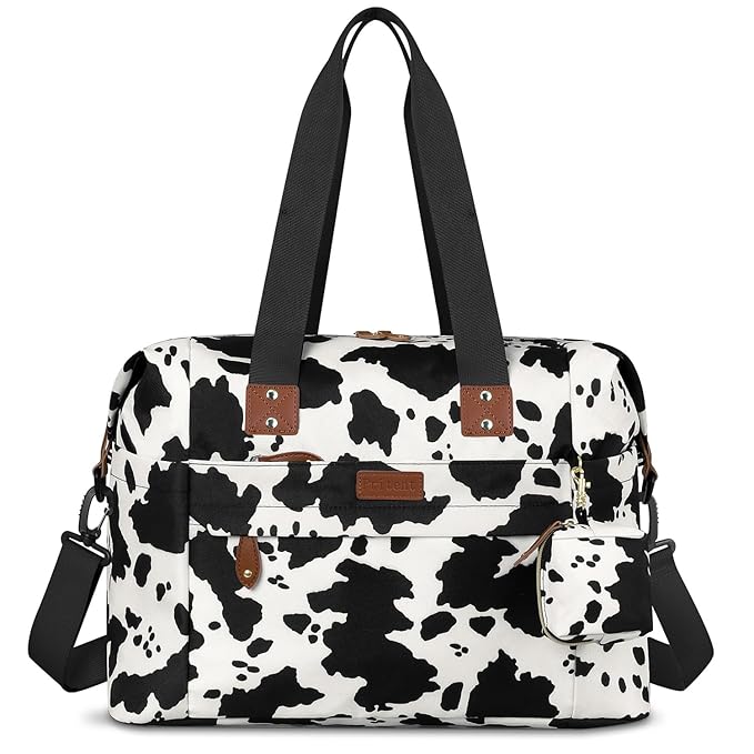 Diaper Bag Tote - Diaper Baby Bags with Pacifier Case, Shoulder Straps, Stroller Clips, Waterproof Large Mommy Maternity Bag Travel Baby Bag for Mom and Dad, Cowprint, Medium