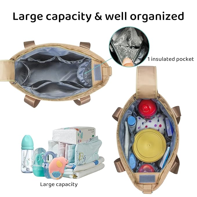 Diaper Bag Tote Satchel Waterproof Messenger Baby Diaper Bags for Mom and Dad Multifunction Medium Travel Tote Bags (Khaki)