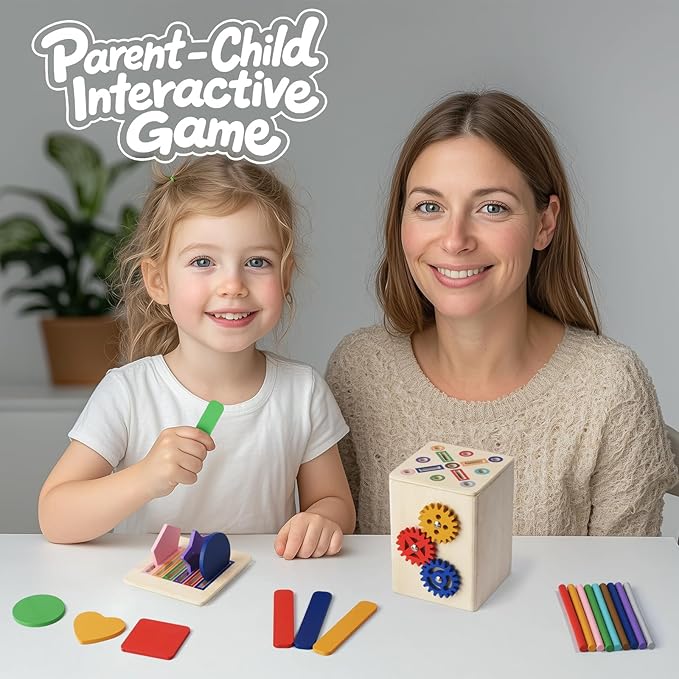 Shape & Color Sorting Montessori Toys for Toddlers 1-3, Wooden Sensory Toys, Preschool Learning Activities Matching Game, Educational Toy for Fine Motor Skills, Travel Gift for Boys Girls