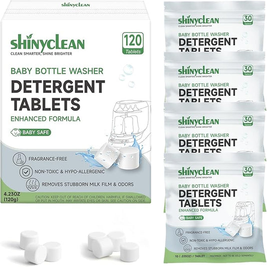 120PCS Baby Bottle Washer Tablets for Momcozy & Baby Brezza Pro, Natural Enzyme Detergent,Deep Cleaning, Chlorine & Fragrance Free, No Residue, Universal Fit All Bottle Washers Machines