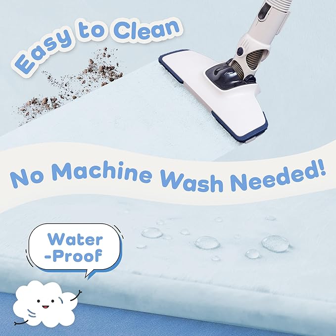 1.5" Thick Baby Play Mat for Floor Tummy Time, 59"x 79" Pro Soft Baby Activity Playmats Playroom, Easy Care with Non-Slip Safe for Infant Toddler Kids Crawling(Blue)