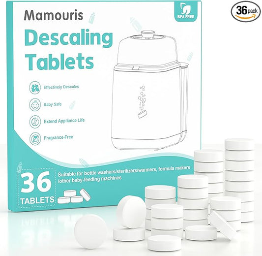 Descaling Tablets 36 Count: for Momcozy Baby Brezza Grownsy Papablic Bottle Washers, Detergent Washing Tablets for All Brands Baby Bottle Washer Machine Warmer Sterilizers Formula Maker