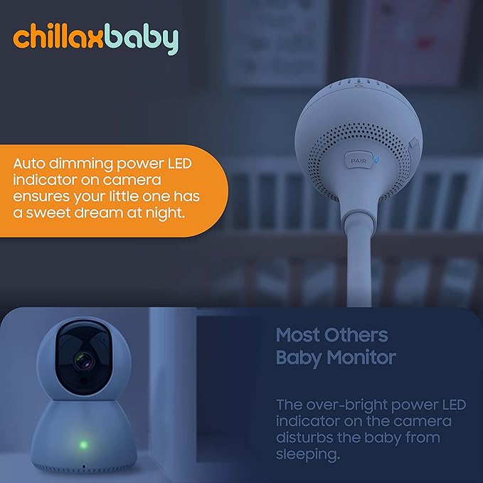 CHILLAX DM600 Baby Mood Lite - Smart Baby Monitor with Night Light, Temperature Sensor - Sleep Monitor with HD Camera, Soothing Sounds & Lullaby - Wi-Fi Remote Access, App-Compatible Device