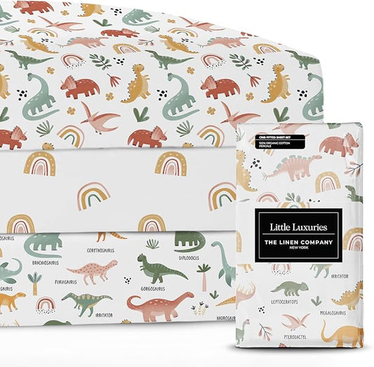 100% Organic Cotton Crib Sheets (3-Pack) - GOTS Certified - Breathable Organic Crib Sheets - Double-Elastic for Secure Fit, Extra Protection for Your Baby - Gender-Neutral Sheet (28"x55")/ 140 x 70cm