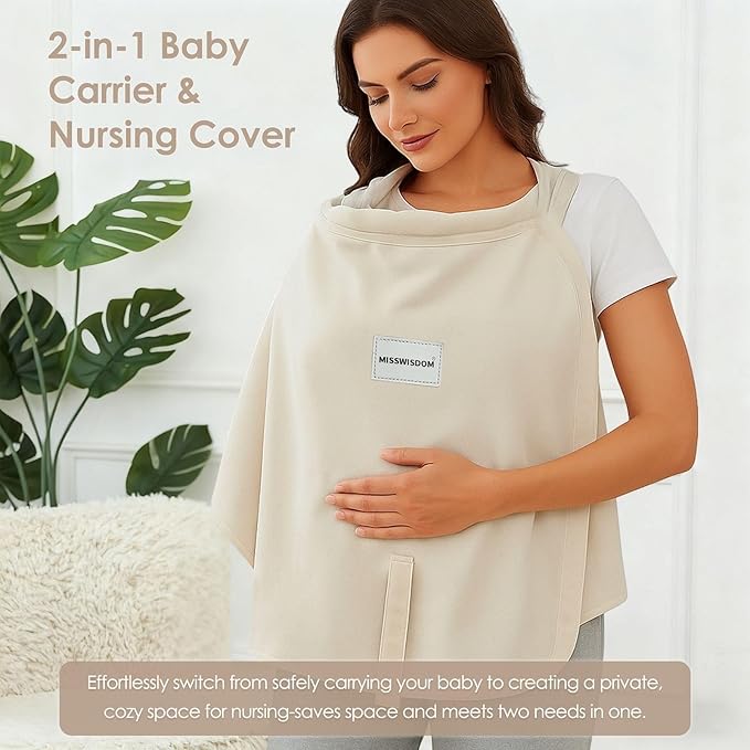Baby Carrier, Baby Wearing Carrier, Hands Free Toddler Wearing, Adjustable Baby Wraps Carrier Newborn to Toddler(7-40lbs), One Size Fits All, Kangaroo Infant Carriers, Beige