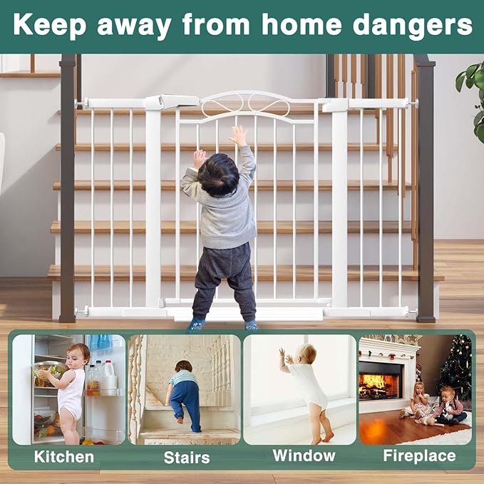 Fairy Baby 65.4"-68.1" Extra Wide Press Mounted Baby Gate Indoor for Kids Or Pets Walk Thru No Drill Long Dog Gates for The House Doorway Child Safety Gate