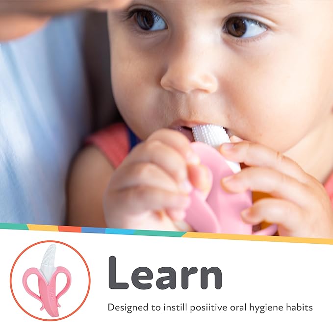 Nuby NanaNubs Banana Massaging Toothbrush - Baby Teething Toy - 3+ Months - Pink (Pack of 12)