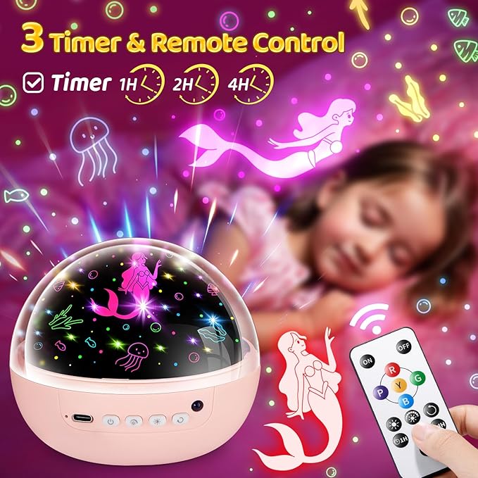 Unicorn Toys for Girls Age 4-6, [93 Modes+Remote] Toys for 3 Year Old Girl, 3 Timer+3 Brightness Unicorn Gifts for Girls 4-6, 360° Rotate Night Light Projector, 6 Year Old Birthday Gifts
