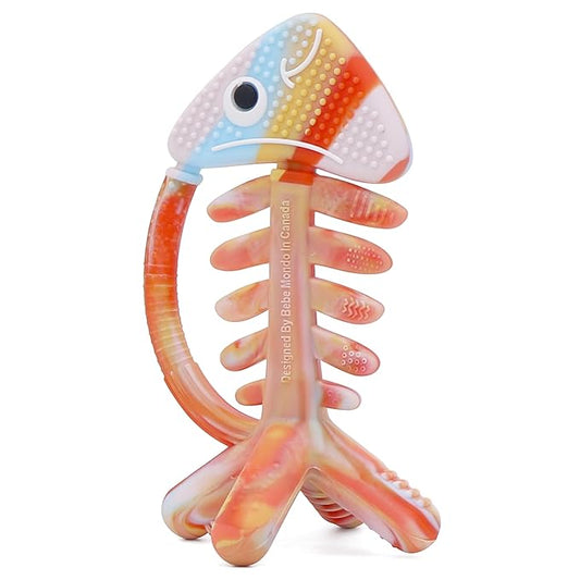 3 in 1 Infant Toys, Baby Teething Toys 3–6 6–12 Months, Teethers for Babies 0–3–6–12 Months for Teething Relief, Baby Gift, Baby Teether Toys, Silicone Sensory Toys,USA Patent Pending, Fish (Rainbow)