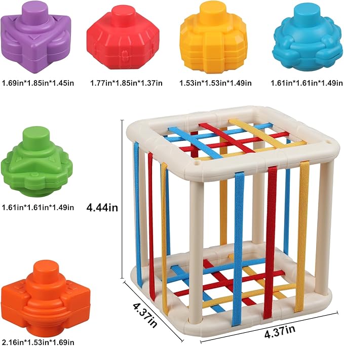 Baby Sensory Shape Sorter Blocks Toy, Activity Cube Bins, Montessori Educational Learning Fine Motor Skills Toys for Babies Toddlers 6 12 18 Months Age 1 2 3 One Two Year Old Boys Girls Gifts