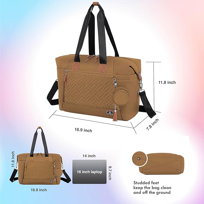 Dikaslon Diaper Bag Tote, Large Travel diaper tote for Mom and Dad, Multifunction baby tote bag for Boys and Girls with Pacifier Case and Changing Pad, Khaki